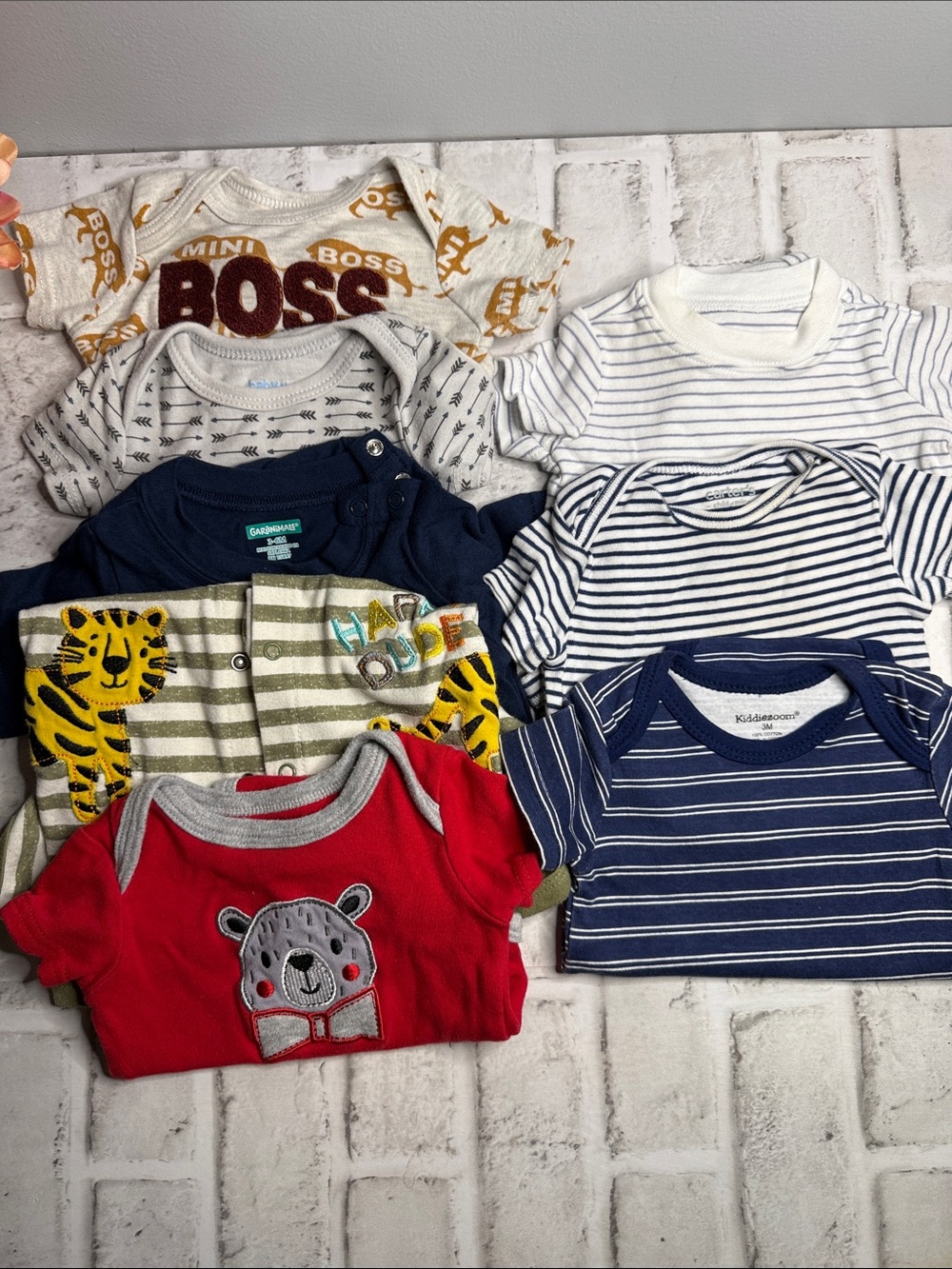 Baby Boy Bodysuit Romper Bundle 0-3M 3-6M Carters Garanimals 8 Piece Set